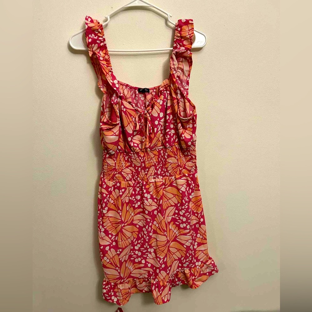 Lily Rose Pink and Orange butterfly Patterned Dress size xl